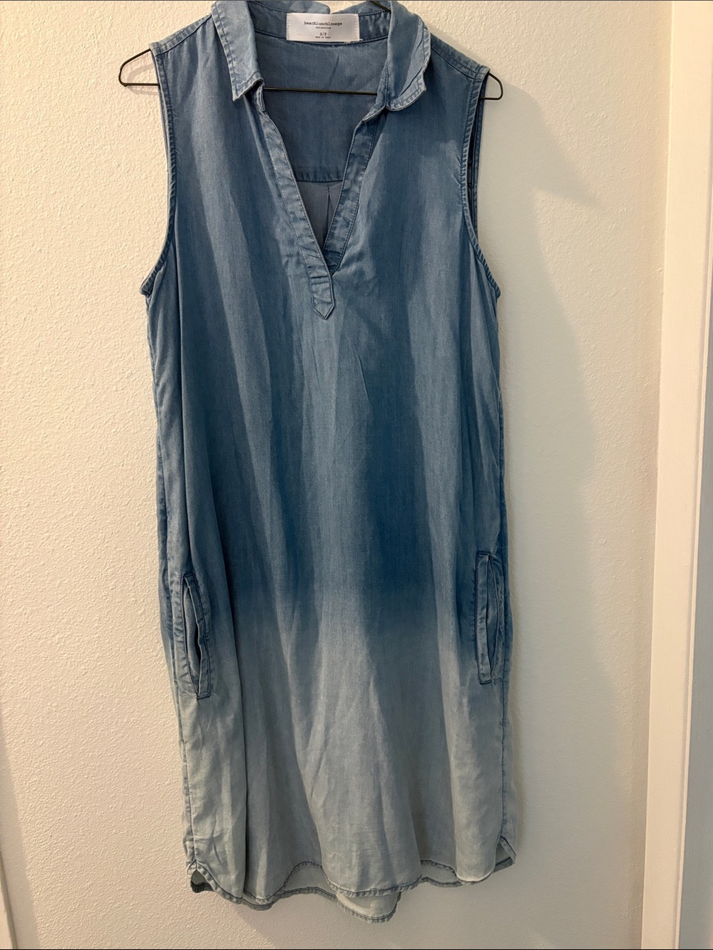 Light Blue Sleeveless Denim Midi Dress